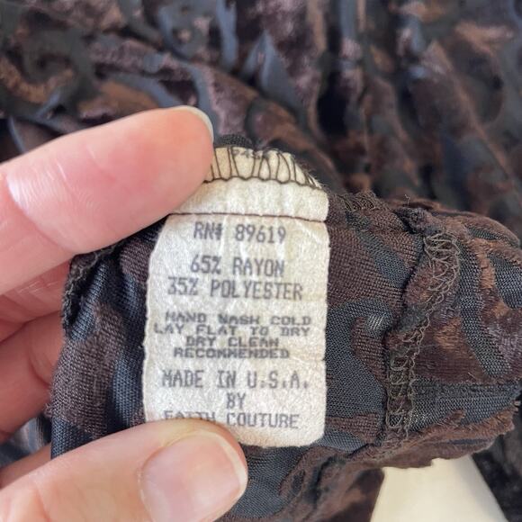 Bebe Moda Burnout Velvet Brown V-Neck Top, Women’s L Whimsygoth Y2K 90s Romantic - Picture 9 of 9